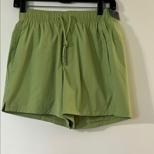 Green Athletic Shorts with Elastic Waistband